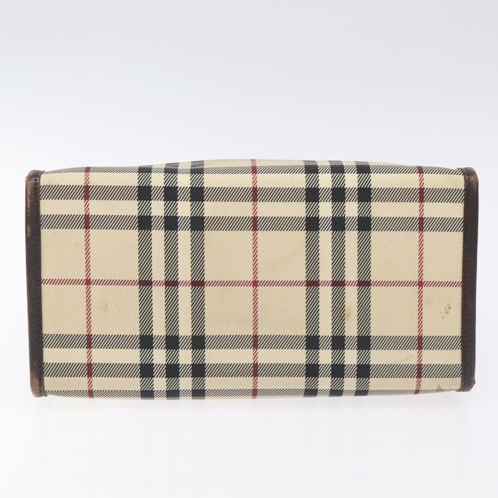 BURBERRY Nova Check Hand Bag Nylon Leather Beige Silver Auth ac3586 - Picture 5 of 16